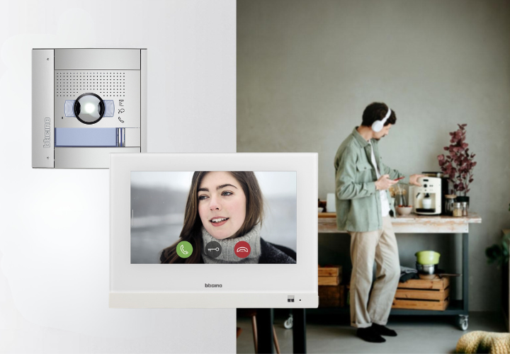 kit video 1 appel encastre et poste video home touch connecte (noir)