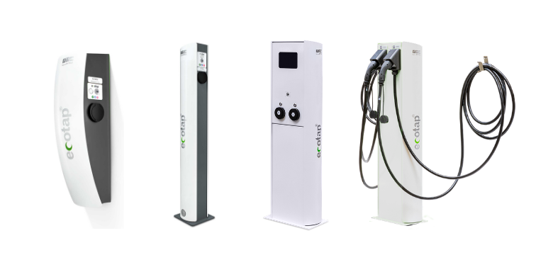 2 voitures électriques se chargent avec Ecotap